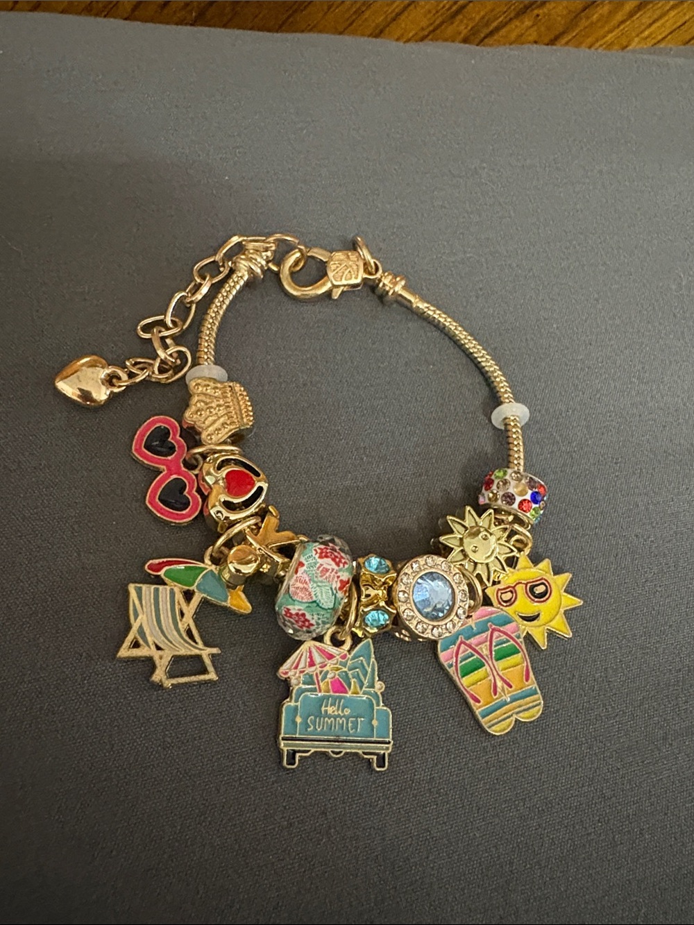 Gold-Tone Summer Charm Bracelet with Colorful Enamel Charms